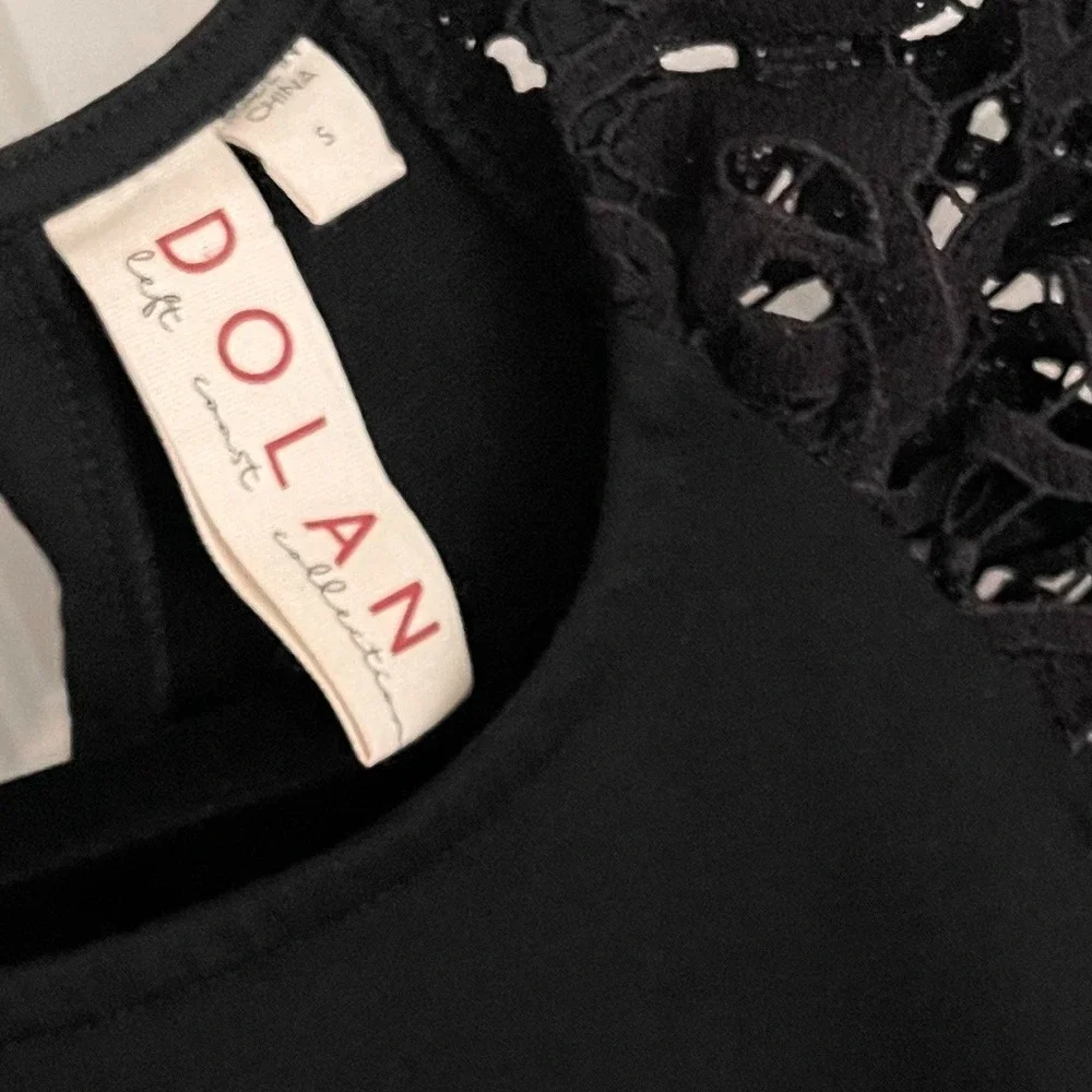 Anthropologie Dolan Balloon Sleeve Top Lace Cut Outs Black Sz S Boho‎ Volume